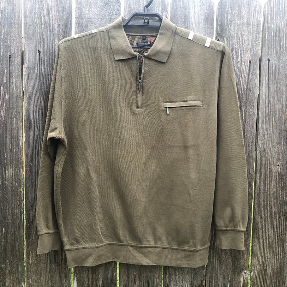Werther Long Sleeve 1/4 Zip Shirt Top Olive Patch - Picture 1 of 6